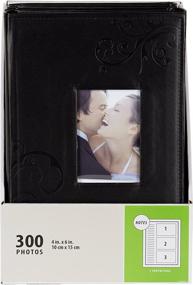 img 2 attached to 📸 DesignOvation Cloudscape Collection Black Faux Leather Photo Album, Holds 300 4x6 Photos, Bundle of 4