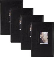 📸 designovation cloudscape collection black faux leather photo album, holds 300 4x6 photos, bundle of 4 logo