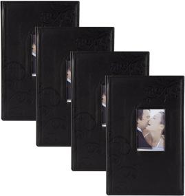 img 4 attached to 📸 DesignOvation Cloudscape Collection Black Faux Leather Photo Album, Holds 300 4x6 Photos, Bundle of 4