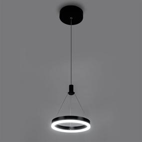 img 4 attached to Modern Dimmable LED Pendant Light: Stylish Black Chandelier for Kitchen Island and Dining Room, Adjustable 1-Ring Pendant Lighting with 59in Cord, 15W, 6000K Daylight