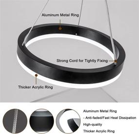 img 1 attached to Modern Dimmable LED Pendant Light: Stylish Black Chandelier for Kitchen Island and Dining Room, Adjustable 1-Ring Pendant Lighting with 59in Cord, 15W, 6000K Daylight