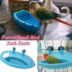 img 2 attached to 🦜 Interactive Bird Bath Toy with Mirror: Shower and Feeding Tub for Small to Medium Parrots, Parakeets, Cockatiels, and More!