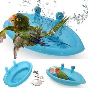 img 4 attached to 🦜 Interactive Bird Bath Toy with Mirror: Shower and Feeding Tub for Small to Medium Parrots, Parakeets, Cockatiels, and More!