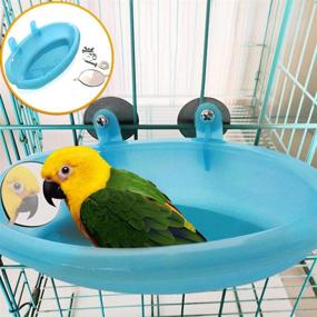 img 3 attached to 🦜 Interactive Bird Bath Toy with Mirror: Shower and Feeding Tub for Small to Medium Parrots, Parakeets, Cockatiels, and More!