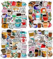 ☕ classic style coffee stickers: 100 waterproof vinyl decals for water bottle, computer, guitar, phone, bike, motorcycle - cute cartoon coffee cup themed logo