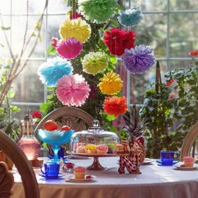 img 3 attached to 🎉 20 Assorted Sizes of Colorful Pom Poms - Tissue Paper Flowers for Birthdays, Parties, and Event Decorations - by Avoseta