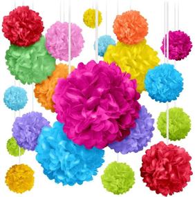 img 4 attached to 🎉 20 Assorted Sizes of Colorful Pom Poms - Tissue Paper Flowers for Birthdays, Parties, and Event Decorations - by Avoseta