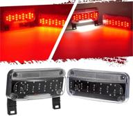 partsam red led rv camper trailer stop turn brake tail lights/license plate light holder: high-performance surface mount low profile combination rv tail lights with clear lens - black base logo