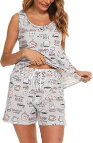img 3 attached to ENJOYNIGHT Women's Sleeveless Printed Pajama Set with Cute Tee and Shorts