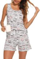 enjoynight women's sleeveless printed pajama set with cute tee and shorts logo