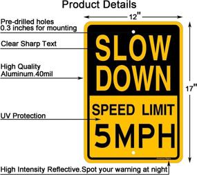 img 3 attached to Jowanyo Slow Down Speed Limit 5 MPH Sign