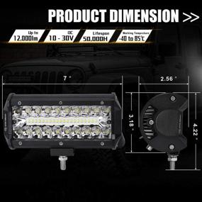 img 3 attached to YITAMOTOR 7 дюймовая светодиодная лента с светодиодными панелями 2шт - 240W Сочетание прожекторной и светорассеивающей функц. 32000LM Водонепроницаемая светодиодная рабочая лампа для бездорожья и тумана - Идеально подходит для Джипа, Грузовика, Трактора, Пикапа, Лодки, UTV, ATV