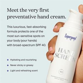 img 3 attached to Supergoop! Handscreen SPF 40: Preventative Hand Cream for Dry Cracked Hands, Non-Greasy Formula with Sea Buckthorn, Antioxidants & Natural Oils