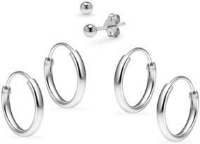 img 4 attached to 💎 Sterling Silver Endless Cartilage Earrings - Fashionable Girls' Jewelry for Ear Piercings