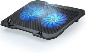 img 4 attached to TopMate C302 Laptop Cooling Pad - Ultra Slim Notebook Cooler with 2 Quiet Big Fans, Blue LED Light. Chill Mat for 10-15.6 Inch Laptops, Plug and Play with Built-in USB Cable.