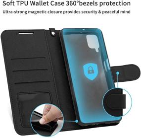 img 1 attached to 📱 Premium Double-N Samsung Galaxy A12 Case: PU Leather Wallet with Card Holder & Wrist Strap - Shockproof Protection for Samsung A12 4G Phone (Black, 6.5inch)