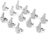 set of 12 metal napkin rings christmas tree - ideal for dining, weddings, family gatherings & more - enhance your table setting with everyday use décor accessories (silver) logo