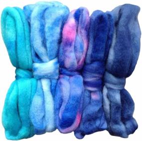 img 2 attached to Hand Dyed BFL Spinning Fiber: Soft Wool Top Roving 🧶 for Spinning, Felting, Blending, Weaving. 5oz Variegated Mini Skeins in Blues