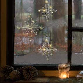 img 3 attached to ⭐ Premium Set of 2 Christmas Star Lights: Battery-Operated, 12 Inch, Timer, Warm White LED - Perfect Hanging Star of Bethlehem Holiday Window Decorations!