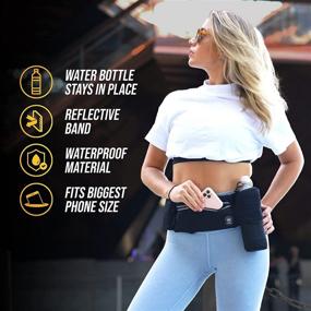 img 2 attached to 🏃 SOLAWELL Running Belt with Water Bottle Holder - Waist Bag With Extender for Jogging, Hiking, Cycling, Walking - Hydration Fanny Pack for Dog Walkers - Sport Pouch iPhone Carrier for Women and Men - Black