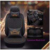 outos luxury auto car seat covers 5 seats full set universal fit (luxurious black-gold) logo