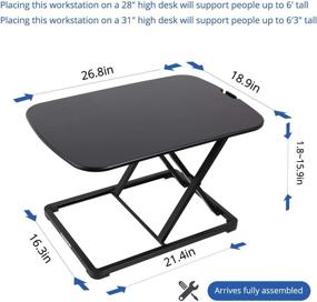 img 3 attached to ML2B Black Laptop Stand - FlexiSpot Laptop Desk Riser: Sturdy Sit Stand up Converter for Notebook - No Assembly Required, 27-inch Standing Desk