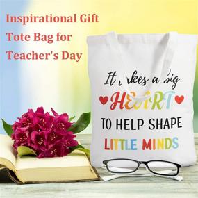 img 1 attached to 🎁 Glitter Canvas Tote Bags with Pocket - Ideal Teacher Appreciation Gift: Set of 2 Teacher Bags