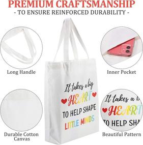 img 3 attached to 🎁 Glitter Canvas Tote Bags with Pocket - Ideal Teacher Appreciation Gift: Set of 2 Teacher Bags