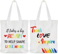 🎁 glitter canvas tote bags with pocket - ideal teacher appreciation gift: set of 2 teacher bags логотип