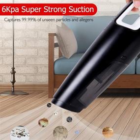 img 3 attached to 🧹 5KPA High Power Cordless Handheld Vacuum Cleaner for Home Car Cleaning - Rechargeable, Portable & Potent Pet Hair Gap Cleaner | Wet-Dry, with Battery Indicator