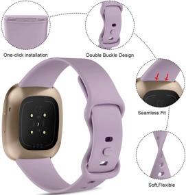 img 3 attached to 🌸 Мягкие силиконовые замены спортивных ремешков для часов Fitbit Versa 3 / Fitbit Sense | Лаванда, большой размер | Ремешки Nofeda | Аксессуары для женщин и мужчин