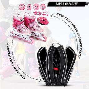 img 1 attached to 🛼 TopOwn Ice Skate Bag - Roller Skates Bag for Men & Women: Premium Black Ice Skate Bag & Rose Red Rollerblades Bag