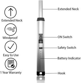 img 1 attached to 🔥 Sparcker Electric Arc Plasma Lighter - Candle Lighter - BBQ Grill Lighter - Camping Lighter - Safety Lock - Extended Neck - USB Rechargeable - Flameless Windproof Lighter- Butane Free (Silver)