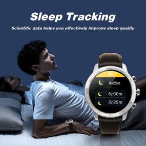 img 2 attached to 📱 Tinwoo Smart Watch: Heart Rate Monitor and Fitness Tracker with All-Day Activity Tracking - Bluetooth Smartwatch for iOS & Android - PU Band Brown (+ Extra Blue TPU Band)