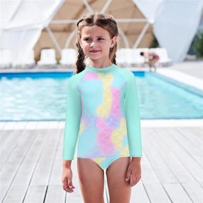 img 2 attached to UPF 50+ Sun Protection Girls' Two Piece Rash Guard Swimsuit Set with Long Sleeves - Kids Sunsuit Swimwear Set