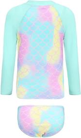 img 3 attached to UPF 50+ Sun Protection Girls' Two Piece Rash Guard Swimsuit Set with Long Sleeves - Kids Sunsuit Swimwear Set