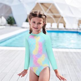 img 1 attached to UPF 50+ Sun Protection Girls' Two Piece Rash Guard Swimsuit Set with Long Sleeves - Kids Sunsuit Swimwear Set