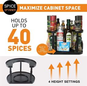 img 2 attached to 🌶️ Aeakey Spice Rack Storage - Space-Saving Two-Tiered Lazy Susan Turntable Organizer in Black