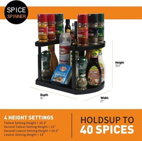 img 1 attached to 🌶️ Aeakey Spice Rack Storage - Space-Saving Two-Tiered Lazy Susan Turntable Organizer in Black