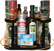 🌶️ aeakey spice rack storage - space-saving two-tiered lazy susan turntable organizer in black logo