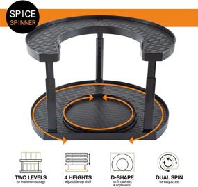 img 3 attached to 🌶️ Aeakey Spice Rack Storage - Space-Saving Two-Tiered Lazy Susan Turntable Organizer in Black