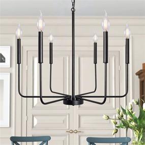 img 2 attached to 🕯️ Black Industrial Candle Ceiling Light Farmhouse Chandelier 6 Light Rustic Lighting Fixture – Perfect for Dining, Living, Kitchen, Foyer & Bedroom Pendant Lighting