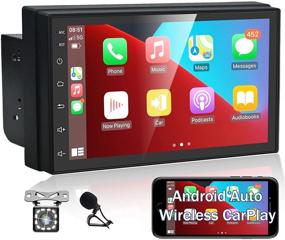 img 4 attached to 🚗 Advanced Android Double Din Car Stereo: Bluetooth, Wireless Apple Carplay & Android Auto, 7" Touchscreen, Backup Camera & GPS Navigation