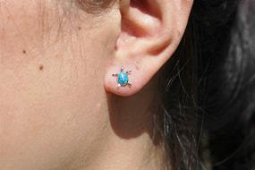 img 1 attached to Trendy Findout Turtles Earring: Sterling Silver Turtles Stud Earring 🐢 with Blue Opal | Perfect Friendship Gift for Women & Girls