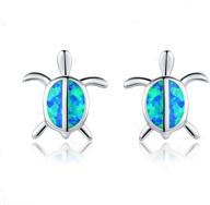 trendy findout turtles earring: sterling silver turtles stud earring 🐢 with blue opal | perfect friendship gift for women & girls logo