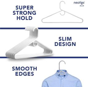 img 1 attached to 👔 Neaties Super Heavy-Duty Plastic Hangers with Accessory Hook, Non-Slip Clothes Hangers for Suits, Coats, Dresses, Shirts, Belts - White (Pack of 36)