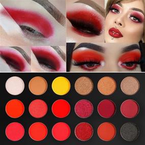 img 2 attached to 🎨 Highly Pigmented Red Eyeshadow Palette - AFFLANO Long Lasting True Red Eye Shadow Halloween Makeup Pallet, 18 Color Waterproof Matte Shimmer Brown Black Yellow Sunset Warm Fall Eye Shades - Cruelty Free