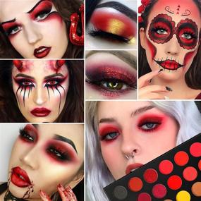 img 3 attached to 🎨 Highly Pigmented Red Eyeshadow Palette - AFFLANO Long Lasting True Red Eye Shadow Halloween Makeup Pallet, 18 Color Waterproof Matte Shimmer Brown Black Yellow Sunset Warm Fall Eye Shades - Cruelty Free