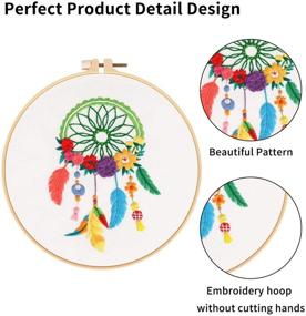 img 1 attached to 🪡 Nuberlic Dream Catcher Embroidery Kit - Cross Stitch Kit for Adults with Embroidery Hoop, Cloth, Needles & Thread