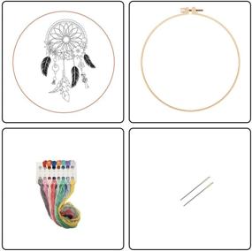 img 3 attached to 🪡 Nuberlic Dream Catcher Embroidery Kit - Cross Stitch Kit for Adults with Embroidery Hoop, Cloth, Needles & Thread